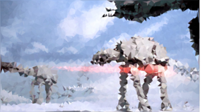 A low-poly rendition of the Battle on Hoth. I adapted this low-poly javascript algorithm to produce interesting and unique artwork from my photography and other sources.
