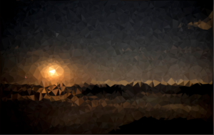 Low-poly rendition of my Moonrise Over Clouds picture. I adapted this low-poly javascript algorithm to produce interesting and unique artwork from my photography and other sources.