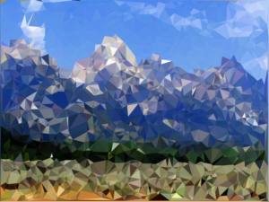 Mountains is a panel in my book "What Is This?" I adapted this low-poly javascript algorithm to produce interesting and unique artwork from my photography and other sources.