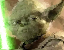 Yoda wields a light saber in this low-poly rendition. I adapted this low-poly javascript algorithm to produce interesting and unique artwork from my photography and other sources.