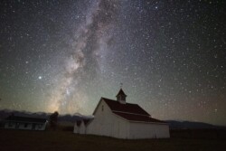 Taken September 12, 2020, a historical barn sits under the arch of the Milky Way. 14mm f/2.8, 20 seconds at ISO 6400.